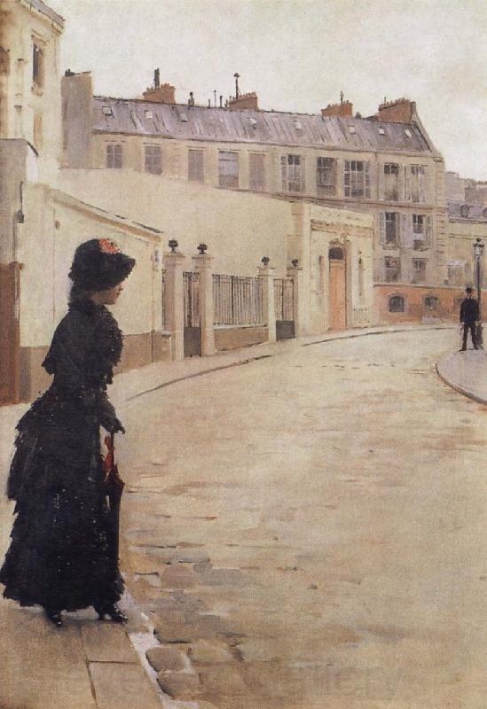 Beraud, Jean Waiting,Paris,Rue de Chateaubriand Norge oil painting art
